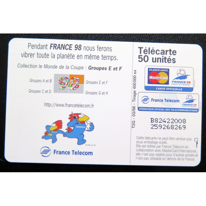 Carte téléphonique Télécarte 50 coupe du Monde France 98