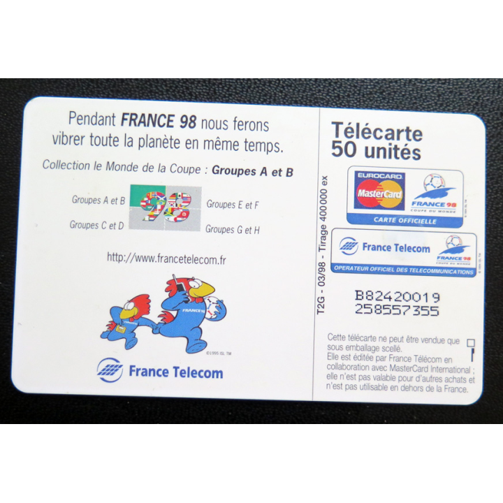 Carte téléphonique Télécarte 50 coupe du Monde France 98
