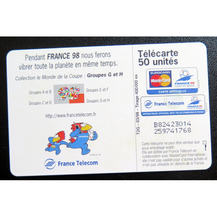 Carte téléphonique Télécarte 50 coupe du Monde France 98