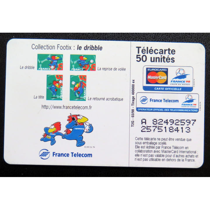 Carte téléphonique Télécarte 50 Collection Footix : le dribble