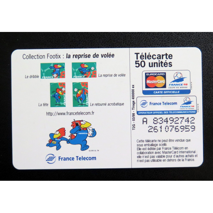 Carte téléphonique Télécarte 50 Collection Footix : la reprise de volée