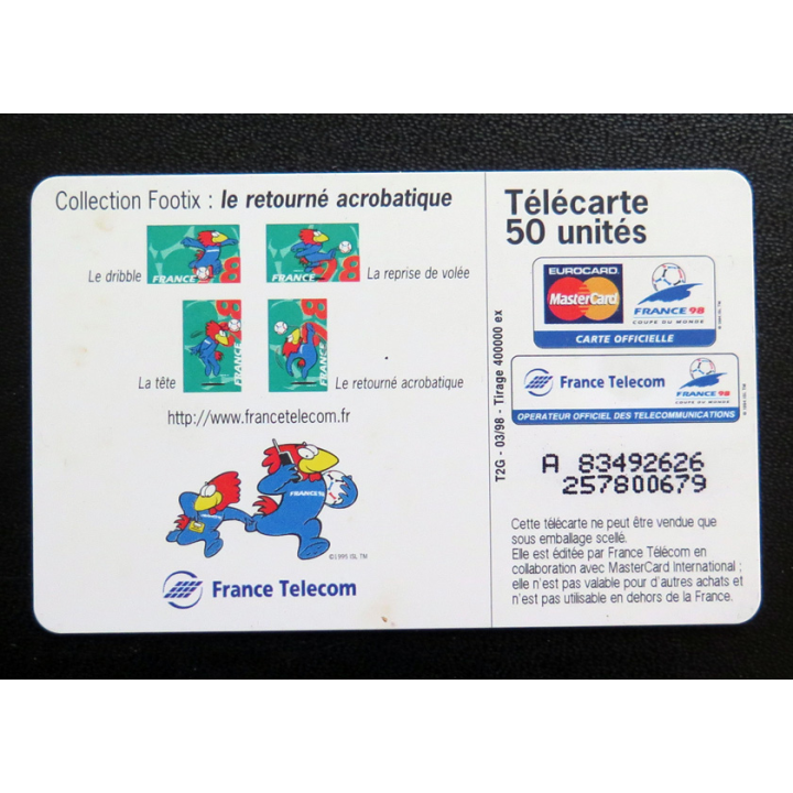 Carte téléphonique Télécarte 50 Collection Footix : le retourné acrobatique