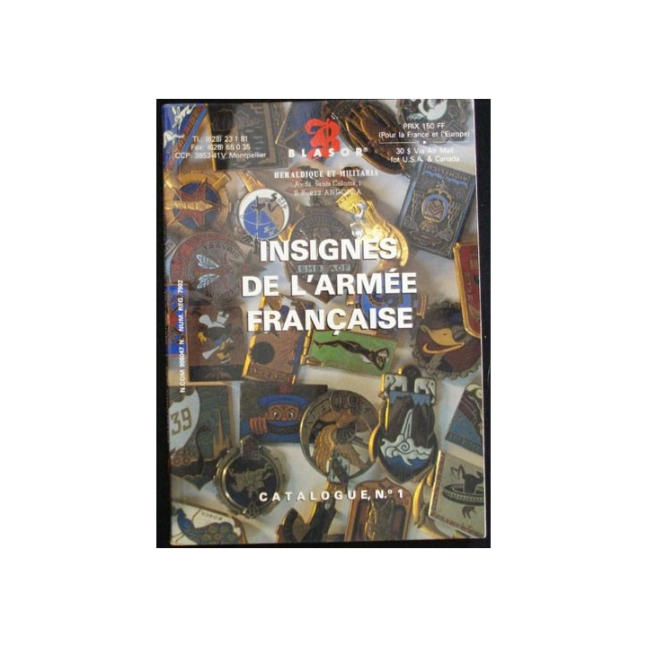 0. CATALOGUE N°1 COTATION  BLASOR INSIGNES ARMÉE FR 1996-1997