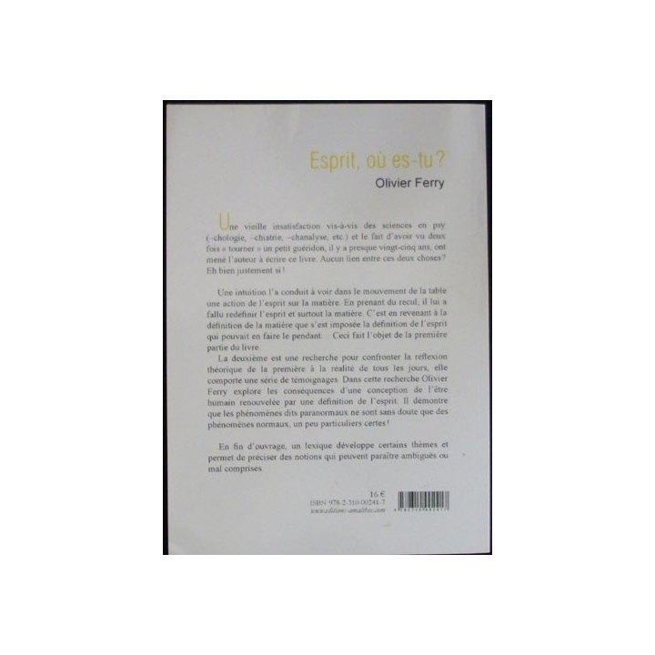 Esprit, où es-tu ? de Olivier Ferry aux éditions Amalthée