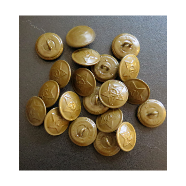 URSS : 20 boutons d'uniforme soviétique marrons diamètre 2 cm