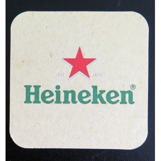 DESSOUS DE VERRE A BIERE : Heineken  9 cm de côté