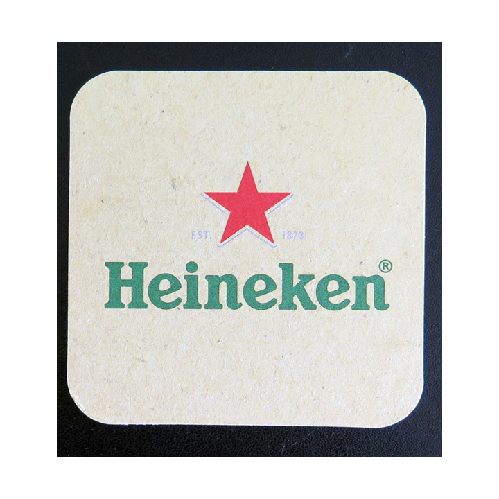 DESSOUS DE VERRE A BIERE : Heineken  9 cm de côté