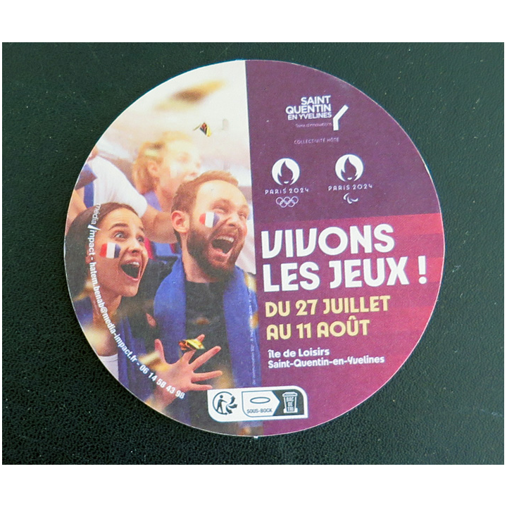 DESSOUS DE VERRE A BIERE : FAN Zone Saint Quentin en Yvelines Paris Jeux Olympiques 2024