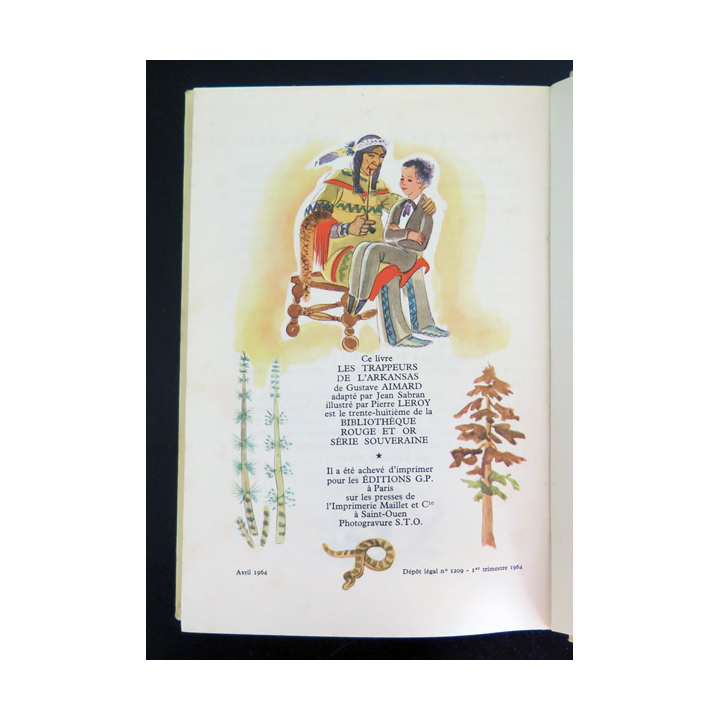 Les Trappeurs de l'Arkansas de Gustave Aimard collection Rouge et Or éditions G.P 1964