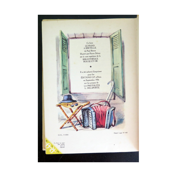 Le Piano à bretelle de Paul Berna collection Rouge et Or éditions G.P 1956