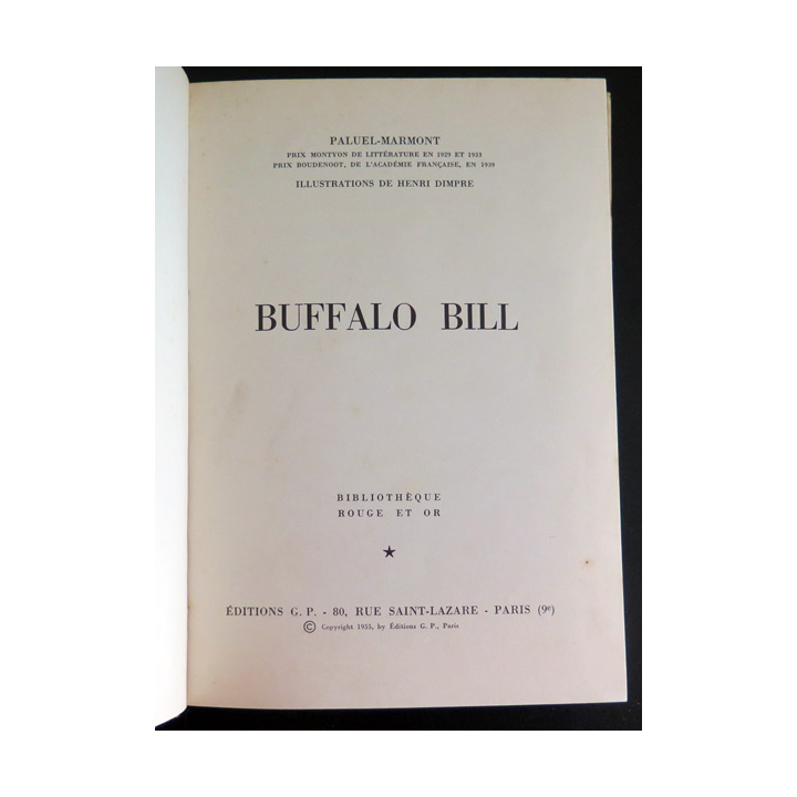 Buffalo Bill de Paluel-Marmont collection Rouge et Or éditions G.P 1955