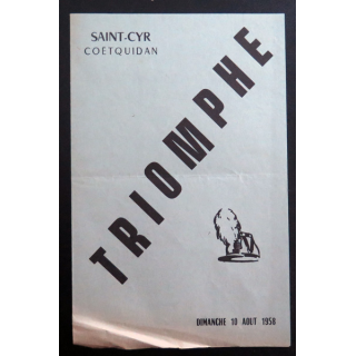 Programme du triomphe de Saint Cyr 10 Août 1958