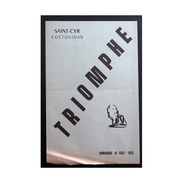 Programme du triomphe de Saint Cyr 10 Août 1958