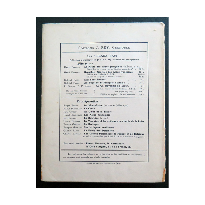 Grenoble capitale de Alpes françaises de henri Ferrand 1924. Tranche un peu usée