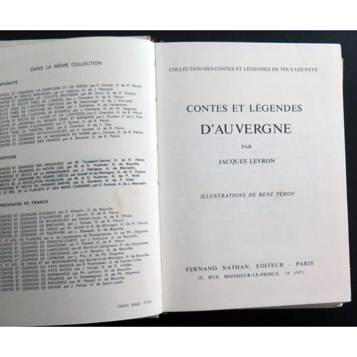 Contes et Légendes d'Auvergne par Jacques Levron Fernand Nathan 1969
