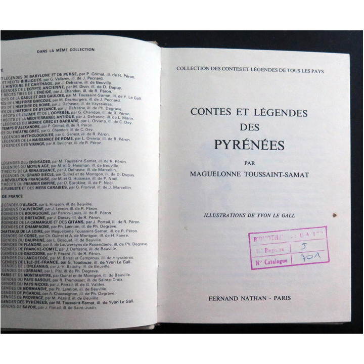 Contes et Légendes des Pyrénées par Maguelonne Toussaint-Samat Nathan 1974