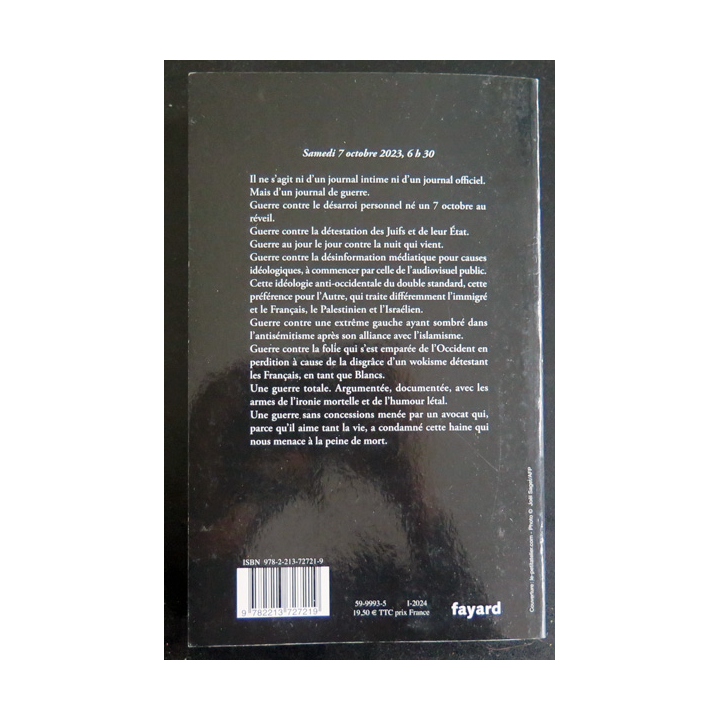 Journal de guerre c'est l'occident que l'on assassine de Gilles-William Goldnadel Fayard 2024