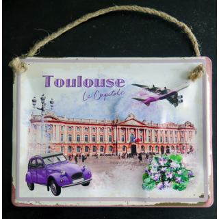 Plaque en fer peint Toulouse le capitole 20 x 15 cm