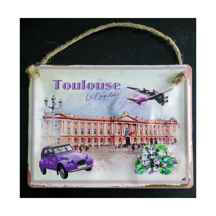 Plaque en fer peint Toulouse le capitole 20 x 15 cm