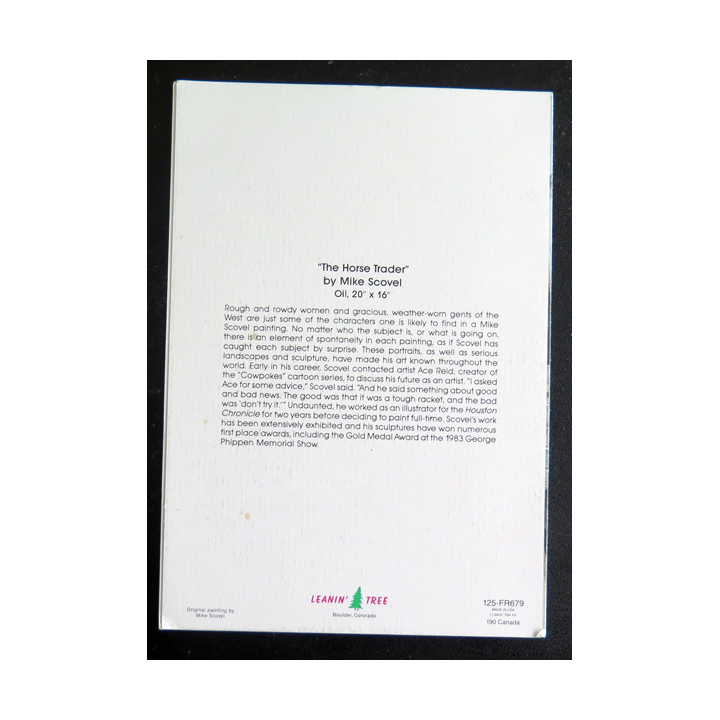 Double carte The Horse trader par Mike Scovel 12 x 17 cm