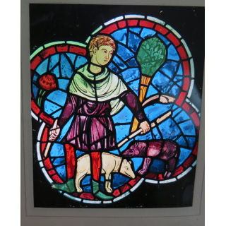 IMAGE PIEUSE : Le Berger de Notre Dame de paris Rose ouest en "vitrail" 13 x 16 cm