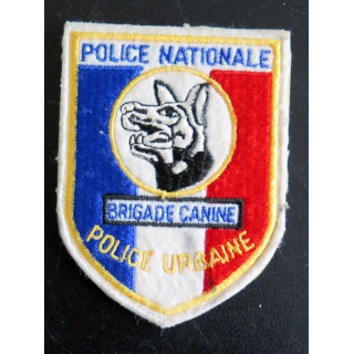 POLICE NATIONALE : insigne tissu de la brigade canine sur scratch Police urbaine 10 x 7,5 cm