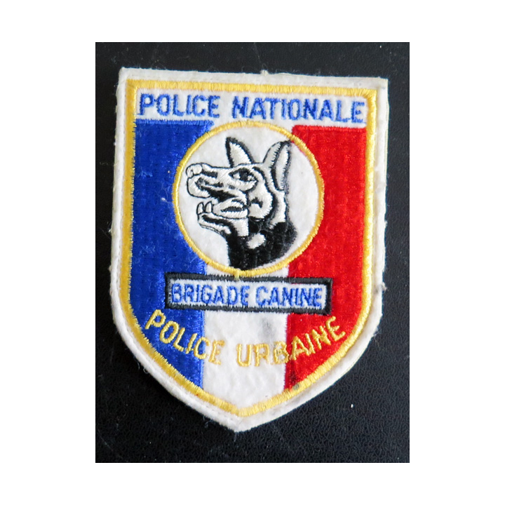 POLICE NATIONALE : insigne tissu de la brigade canine sur scratch Police urbaine 10 x 7,5 cm