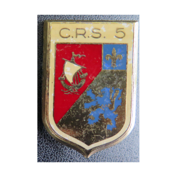 CRS 5 : insigne de la compagnie républicaine de sécurité n° 5 fabrication Drago Paris
