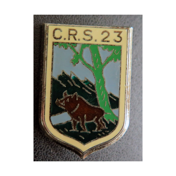CRS 23 : insigne de la compagnie républicaine de sécurité n° 23 fabrication Drago Paris