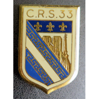 CRS 33 : insigne de la compagnie républicaine de sécurité n° 33 fabrication Drago Paris