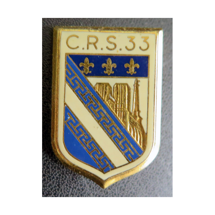 CRS 33 : insigne de la compagnie républicaine de sécurité n° 33 fabrication Drago Paris