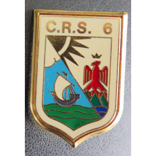 CRS 6 : insigne de la compagnie républicaine de sécurité n° 6 fabrication Delsart
