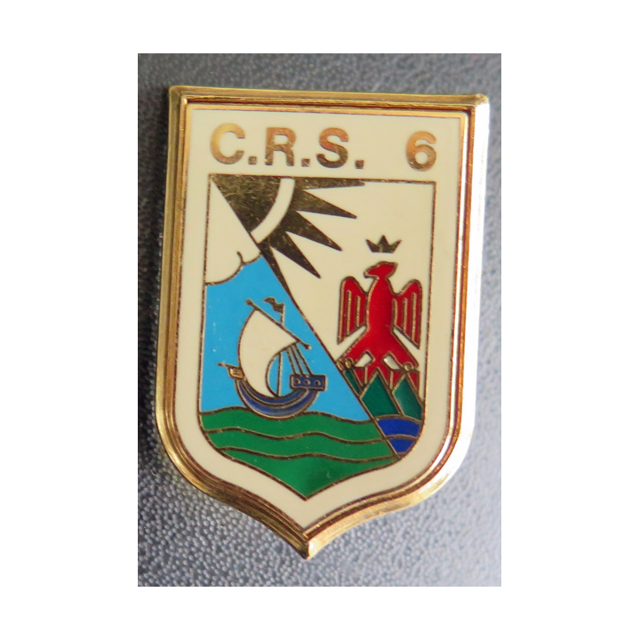 CRS 6 : insigne de la compagnie républicaine de sécurité n° 6 fabrication Delsart