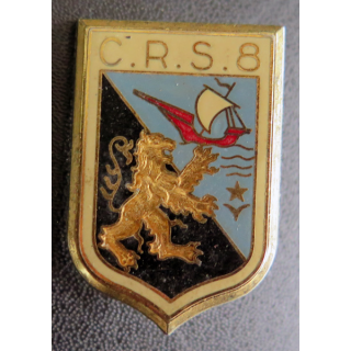 CRS 8 : insigne de la compagnie républicaine de sécurité n° 8 fabrication Delsart