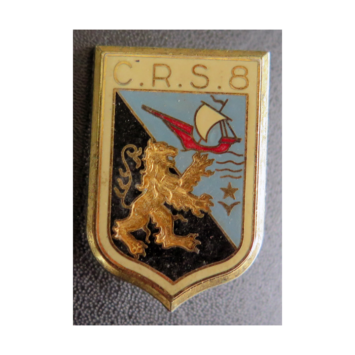CRS 8 : insigne de la compagnie républicaine de sécurité n° 8 fabrication Delsart