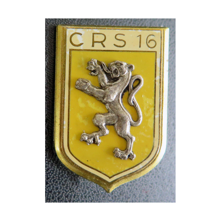 CRS 16 : insigne de la compagnie républicaine de sécurité n° 16 fabrication Drago Paris