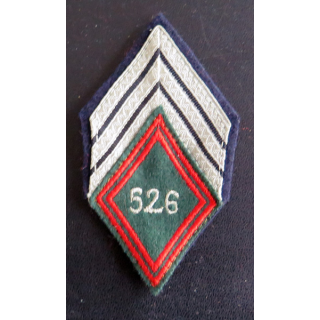 526° RT : Galon de sergent chef du 526° régiment du train avec crochets de fixation