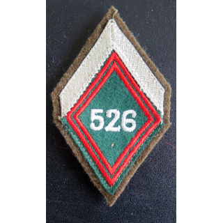 526° RT : Galon de sergent appelé (PDL) du 526° régiment du train avec crochets de fixation sur fond kaki
