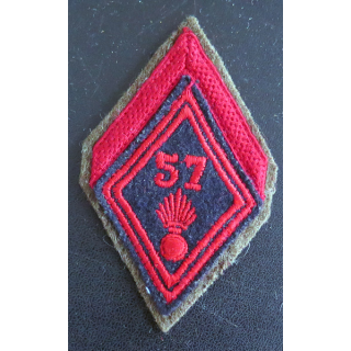 57° RI : Galon de 1° Classe appelé (PDL) du 57° régiment d'infanterie sur fond kaki