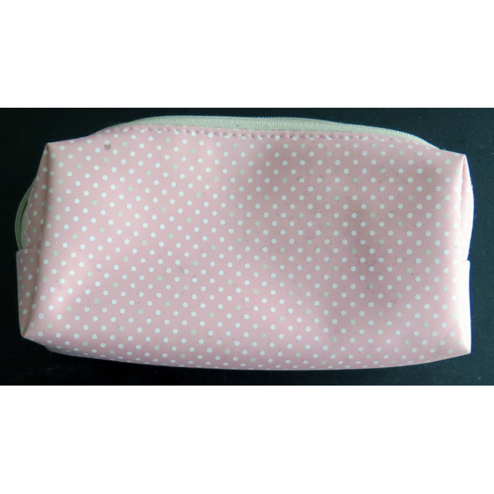 Petite trousse rose à pois blancs 17 x 8 x 4 cm