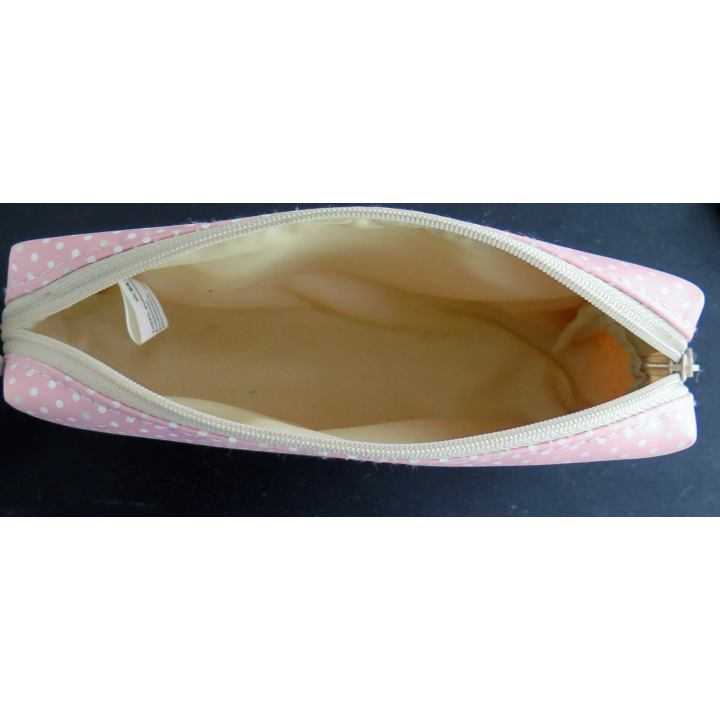Petite trousse rose à pois blancs 17 x 8 x 4 cm