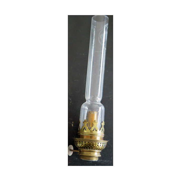 embout laiton et verre de Lampe à pétrole ancienne hauteur 22 cm base 2,6 cm de filletage