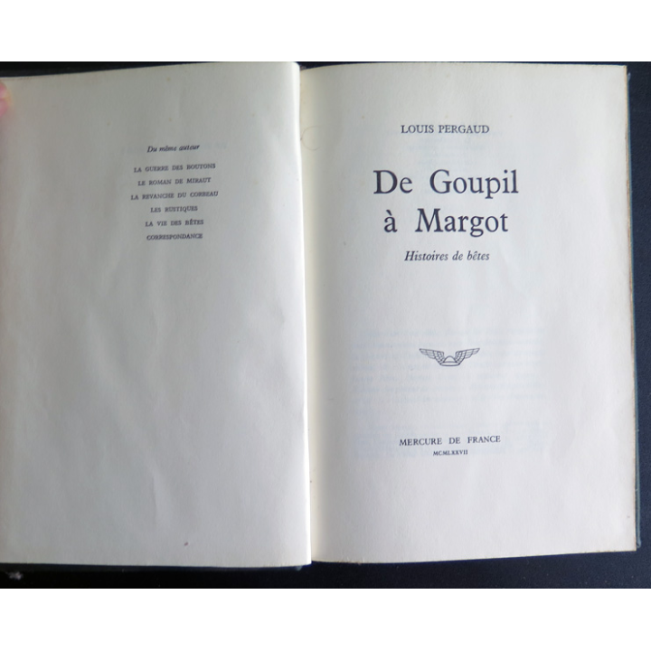 De Goupil à Margot histoires de bêtes par Louis Pergaud 1977 relié cuir