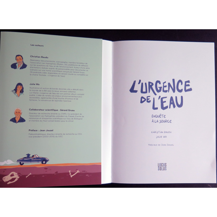 L'Urgence de l'eau en quête à la source de Christian Baudu et Julie Wo Editions Locus Solus