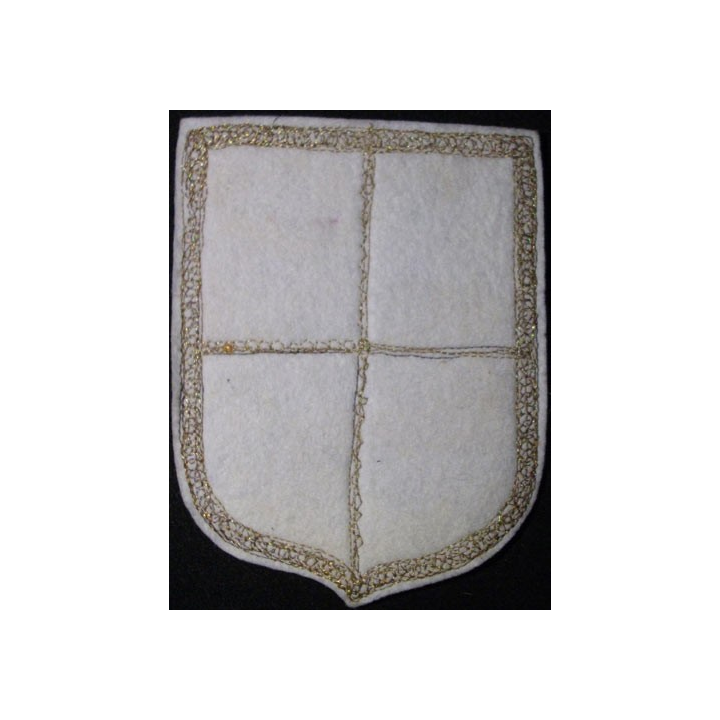 INSIGNE TISSU : ARMOIRIES BRODÉE AU FIL D'OR ET D'ARGENT (11x8cm