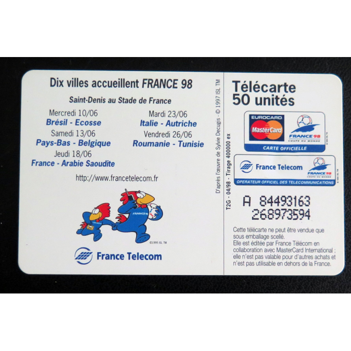 Carte téléphonique Télécarte 50 Coupe du monde 98