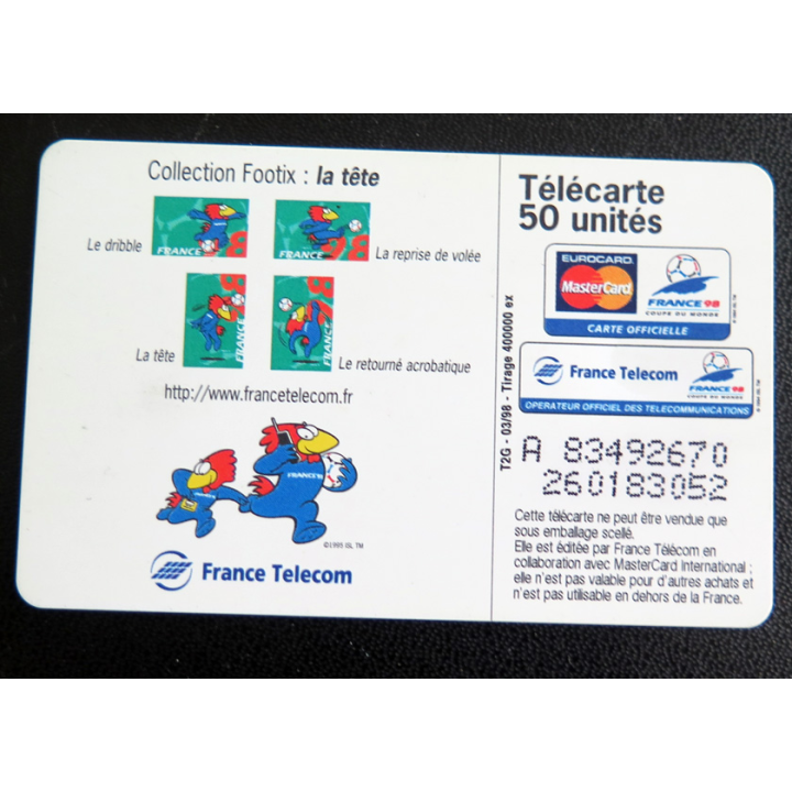 Carte téléphonique Télécarte 50 Coupe du monde 98