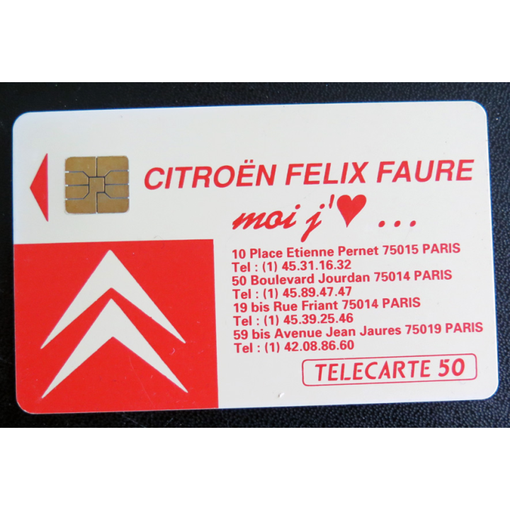 Carte téléphonique Télécarte 50 Citroën Félix Faure moi j'aime