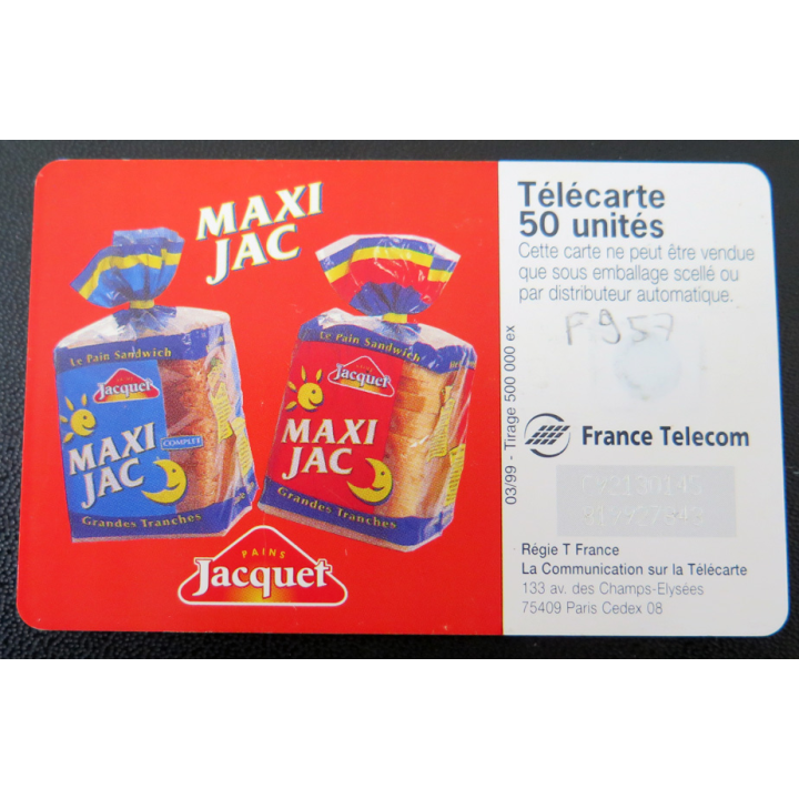 Carte téléphonique Télécarte 50 Maxi Jac pains jacquet