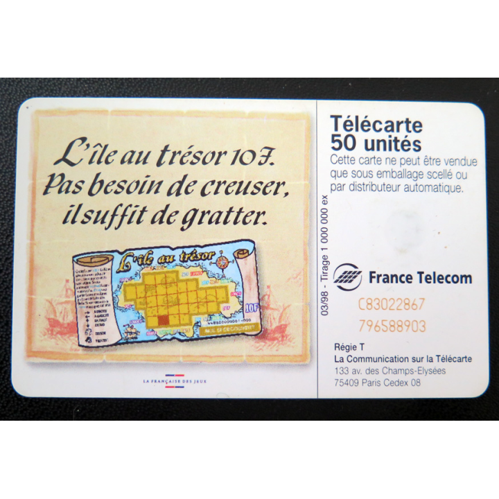 Carte téléphonique Télécarte 50 l'île au Trésor